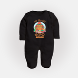My First Ugadi Telugu Name Personalized Baby Fullbody Suit - BLACK - New Born (Chest 7.5")