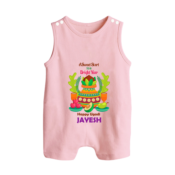 A Sweet Start to a Bright Year – Personalized Ugadi Baby Romper Suit - BABY PINK - 0 - 5 Months Old (Chest 18")