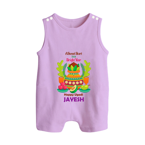 A Sweet Start to a Bright Year – Personalized Ugadi Baby Romper Suit - LILAC - 0 - 5 Months Old (Chest 18")