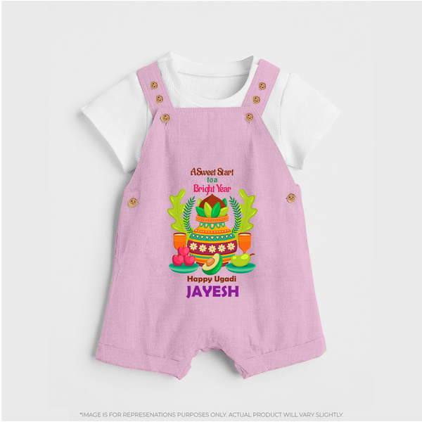 A Sweet Start to a Bright Year – Personalized Ugadi   Dungaree - BABY PINK - 0 - 5 Months Old (Chest 18")