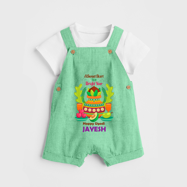 A Sweet Start to a Bright Year – Personalized Ugadi   Dungaree - GREEN - 0 - 5 Months Old (Chest 18")