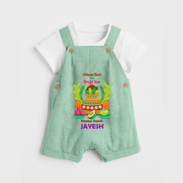 A Sweet Start to a Bright Year – Personalized Ugadi   Dungaree - MINT GREEN - 0 - 5 Months Old (Chest 18")
