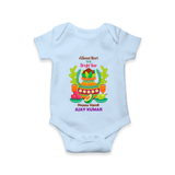 A Sweet Start To A Bright Year - Happy Ugadi Themed Customized Romper For Babies With Name - BABY BLUE - 0 - 3 Months Old (Chest 16")