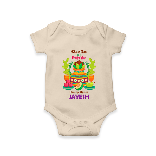A Sweet Start to a Bright Year – Personalized Ugadi Baby Romper - IVORY - New Born (Chest 14")