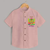 A Sweet Start To A Bright Year - Happy Ugadi Themed Customized Shirt For Kids With Name - PEACH - 0 - 6 Months Old (Chest 23")