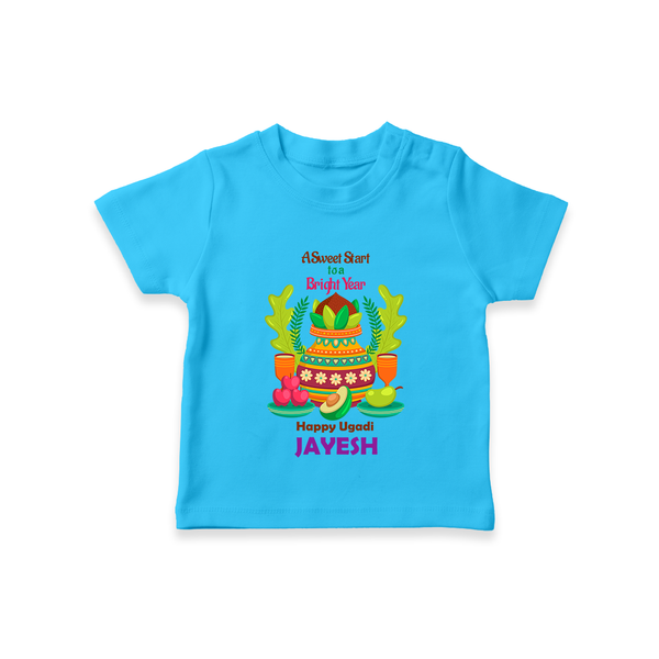 A Sweet Start to a Bright Year – Personalized Ugadi   T-shirt - SKY BLUE - 0-5 Months Old (Chest 17")
