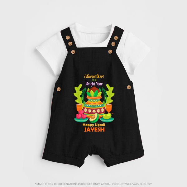 A Sweet Start to a Bright Year – Personalized Ugadi   Dungaree - BLACK - 0 - 5 Months Old (Chest 18")