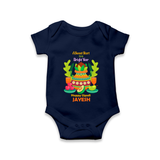 A Sweet Start to a Bright Year – Personalized Ugadi Baby Romper - NAVY BLUE - New Born (Chest 14")