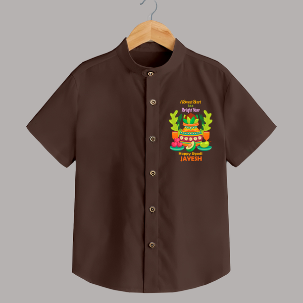 A Sweet Start to a Bright Year – Personalized Ugadi   Shirt - CHOCOLATE BROWN - 0 - 6 Months Old (Chest 23")