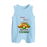 Mangoes & Memories Ugadi Baby Romper Suit – Personalized - BABY BLUE - 0 - 5 Months Old (Chest 18")