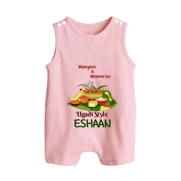 Mangoes & Memories Ugadi Baby Romper Suit – Personalized - BABY PINK - 0 - 5 Months Old (Chest 18")