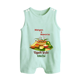  Mangoes & Memories - Happy Ugadi Themed Customized Romper Suit For Babies With Name - MINT GREEN - 0 - 5 Months Old (Chest 18")