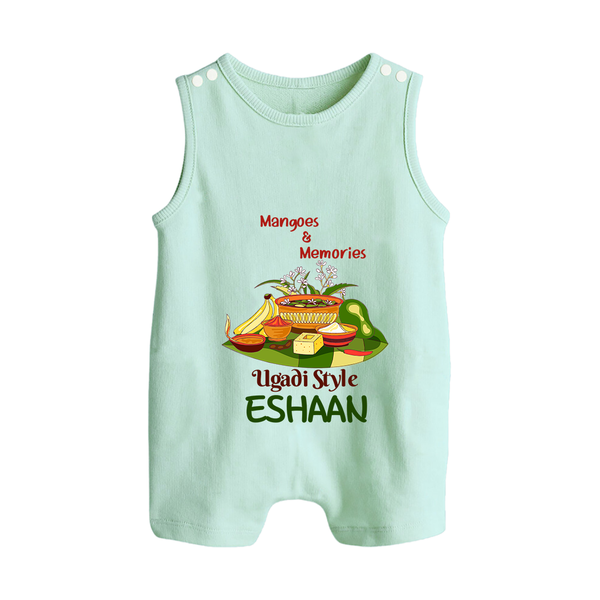 Mangoes & Memories Ugadi Baby Romper Suit – Personalized - MINT GREEN - 0 - 5 Months Old (Chest 18")