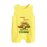 Mangoes & Memories Ugadi Baby Romper Suit – Personalized - PASTEL YELLOW - 0 - 5 Months Old (Chest 18")