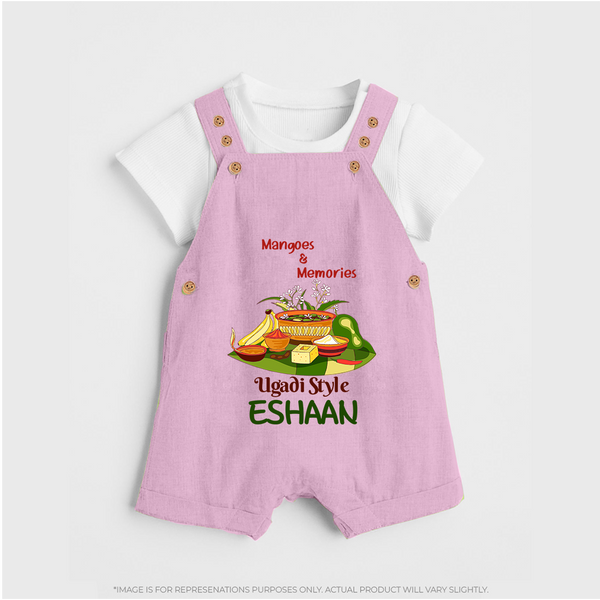 Mangoes & Memories Ugadi   Dungaree – Personalized - BABY PINK - 0 - 5 Months Old (Chest 18")