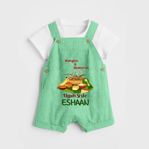 Mangoes & Memories Ugadi   Dungaree – Personalized - GREEN - 0 - 5 Months Old (Chest 18")
