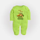 Mangoes & Memories Ugadi Baby Fullbody Suit – Personalized - LIME GREEN - New Born (Chest 7.5")