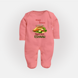 Mangoes & Memories Ugadi Baby Fullbody Suit – Personalized - PEACH - New Born (Chest 7.5")