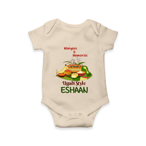 Mangoes & Memories Ugadi Baby Romper – Personalized - IVORY - New Born (Chest 14")