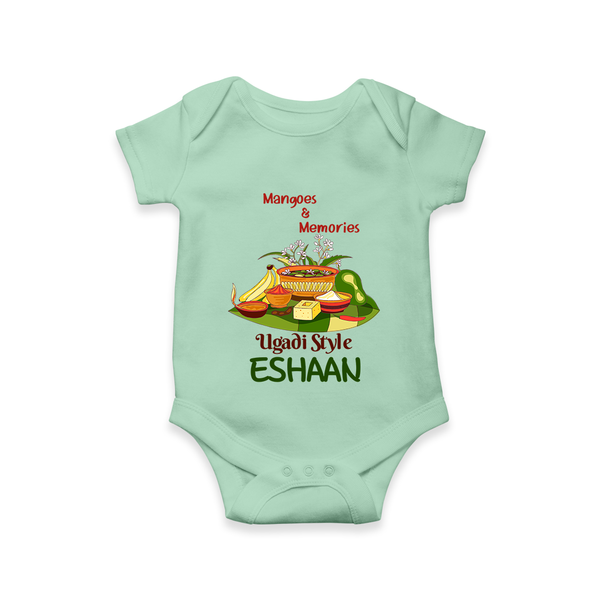 Mangoes & Memories Ugadi Baby Romper – Personalized - MINT GREEN - New Born (Chest 14")