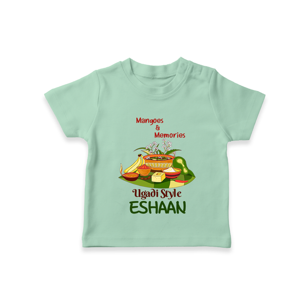 Mangoes & Memories Ugadi   T-shirt – Personalized - MINT GREEN - 0-5 Months Old (Chest 17")