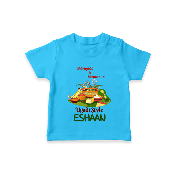 Mangoes & Memories Ugadi   T-shirt – Personalized - SKY BLUE - 0-5 Months Old (Chest 17")