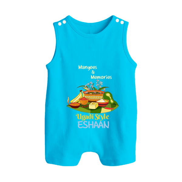 Mangoes & Memories Ugadi Baby Romper Suit – Personalized - SKY BLUE - 0 - 5 Months Old (Chest 18")