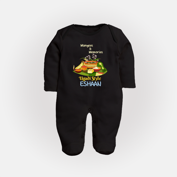 Mangoes & Memories Ugadi Baby Fullbody Suit – Personalized - BLACK - New Born (Chest 7.5")