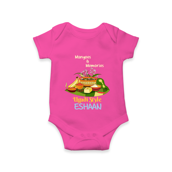 Mangoes & Memories Ugadi Baby Romper – Personalized - HOT PINK - New Born (Chest 14")