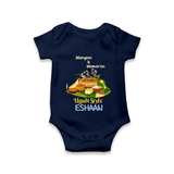 Mangoes & Memories Ugadi Baby Romper – Personalized - NAVY BLUE - New Born (Chest 14")