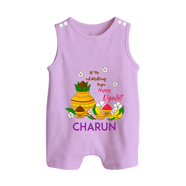 Let the Celebrations Begin – Happy Ugadi Baby Romper Suit - LILAC - 0 - 5 Months Old (Chest 18")