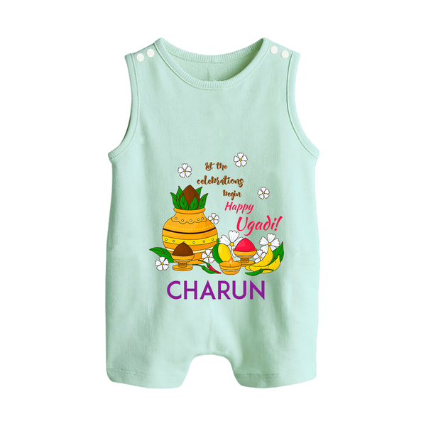 Let the Celebrations Begin – Happy Ugadi Baby Romper Suit - MINT GREEN - 0 - 5 Months Old (Chest 18")