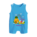  Let The Celebrations Begin - Happy Ugadi Themed Customized Romper Suit For Babies With Name - ROYAL BLUE - 0 - 5 Months Old (Chest 18")