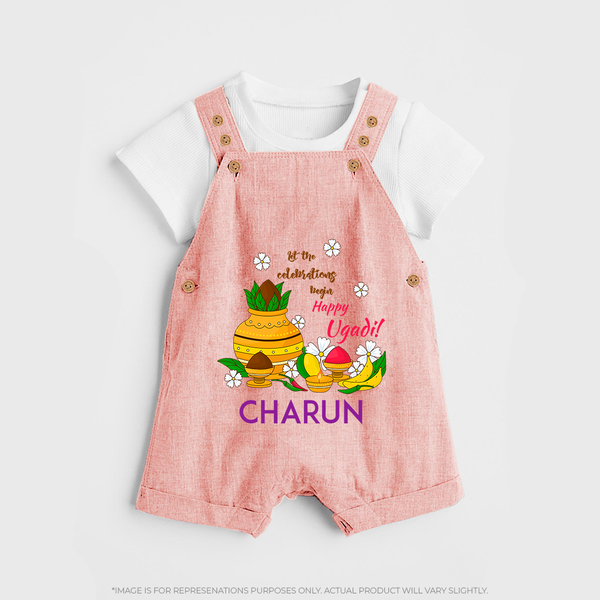 Let the Celebrations Begin – Happy Ugadi   Dungaree - PEACH - 0 - 5 Months Old (Chest 18")