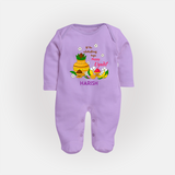  Let The Celebrations Begin - Happy Ugadi Themed Customized Sleep Suit For Babies With Name - LILAC - New Born (Chest 7.5")