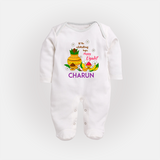 Let the Celebrations Begin – Happy Ugadi Baby Fullbody Suit - WHITE - New Born (Chest 7.5")