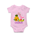 Let the Celebrations Begin – Happy Ugadi Baby Romper - BABY PINK - New Born (Chest 14")