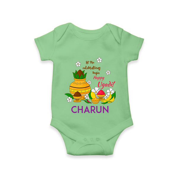 Let the Celebrations Begin – Happy Ugadi Baby Romper - GREEN - New Born (Chest 14")