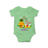  Let The Celebrations Begin - Happy Ugadi Themed Customized Romper For Babies With Name - GREEN - 0 - 3 Months Old (Chest 16")