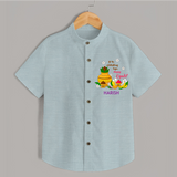  Let The Celebrations Begin - Happy Ugadi Themed Customized Shirt For Kids With Name - ARCTIC BLUE - 0 - 6 Months Old (Chest 23")