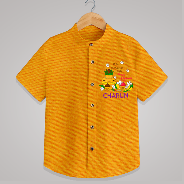 Let the Celebrations Begin – Happy Ugadi   Shirt - CHROME YELLOW - 0 - 6 Months Old (Chest 23")