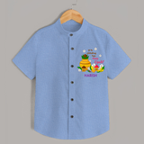  Let The Celebrations Begin - Happy Ugadi Themed Customized Shirt For Kids With Name - SKY BLUE - 0 - 6 Months Old (Chest 23")