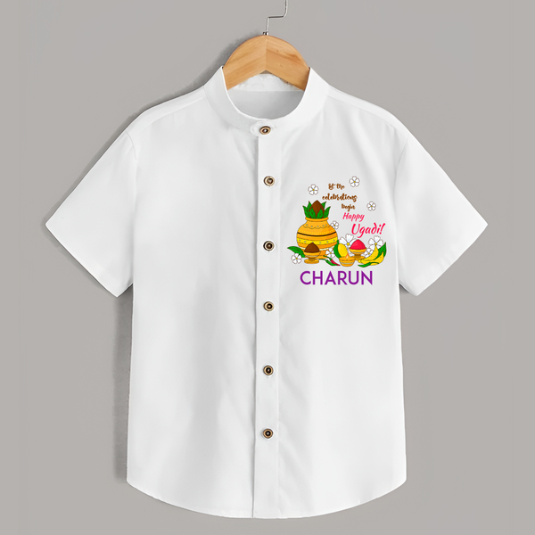 Let the Celebrations Begin – Happy Ugadi   Shirt - WHITE - 0 - 6 Months Old (Chest 23")