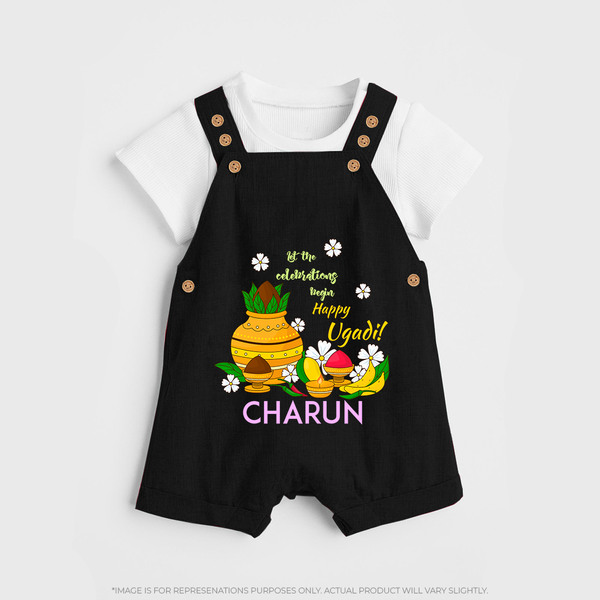 Let the Celebrations Begin – Happy Ugadi   Dungaree - BLACK - 0 - 5 Months Old (Chest 18")