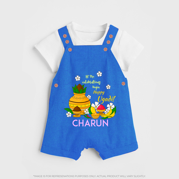 Let the Celebrations Begin – Happy Ugadi   Dungaree - COBALT BLUE - 0 - 5 Months Old (Chest 18")
