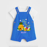  Let The Celebrations Begin - Happy Ugadi Themed Customized Dungaree Set For Kids With Name - COBALT BLUE - 0 - 5 Months Old (Chest 18")