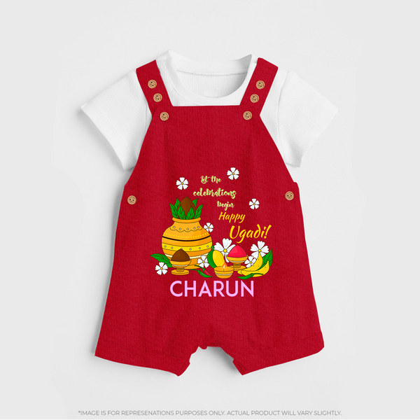 Let the Celebrations Begin – Happy Ugadi   Dungaree - RED - 0 - 5 Months Old (Chest 18")