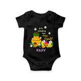  Let The Celebrations Begin - Happy Ugadi Themed Customized Romper For Babies With Name - BLACK - 0 - 3 Months Old (Chest 16")