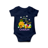 Let the Celebrations Begin – Happy Ugadi Baby Romper - NAVY BLUE - New Born (Chest 14")