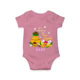  Let The Celebrations Begin - Happy Ugadi Themed Customized Romper For Babies With Name - ONION - 0 - 3 Months Old (Chest 16")